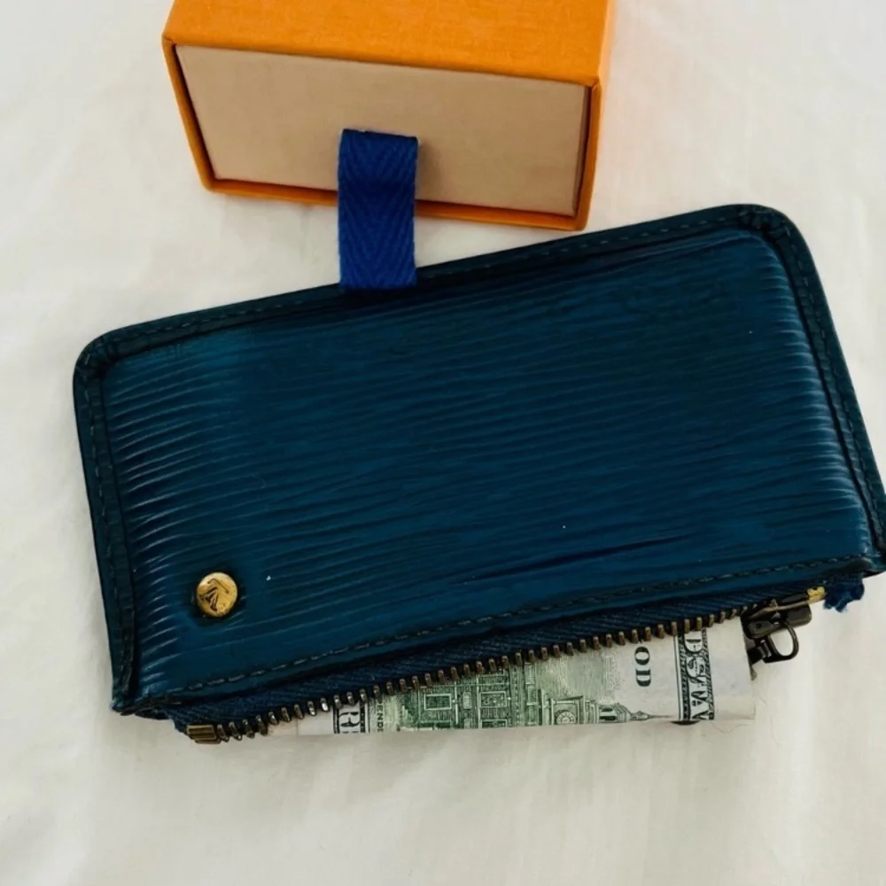 Louis Vuitton Vintage Blue Epi Card Holder Zipperd - EUC